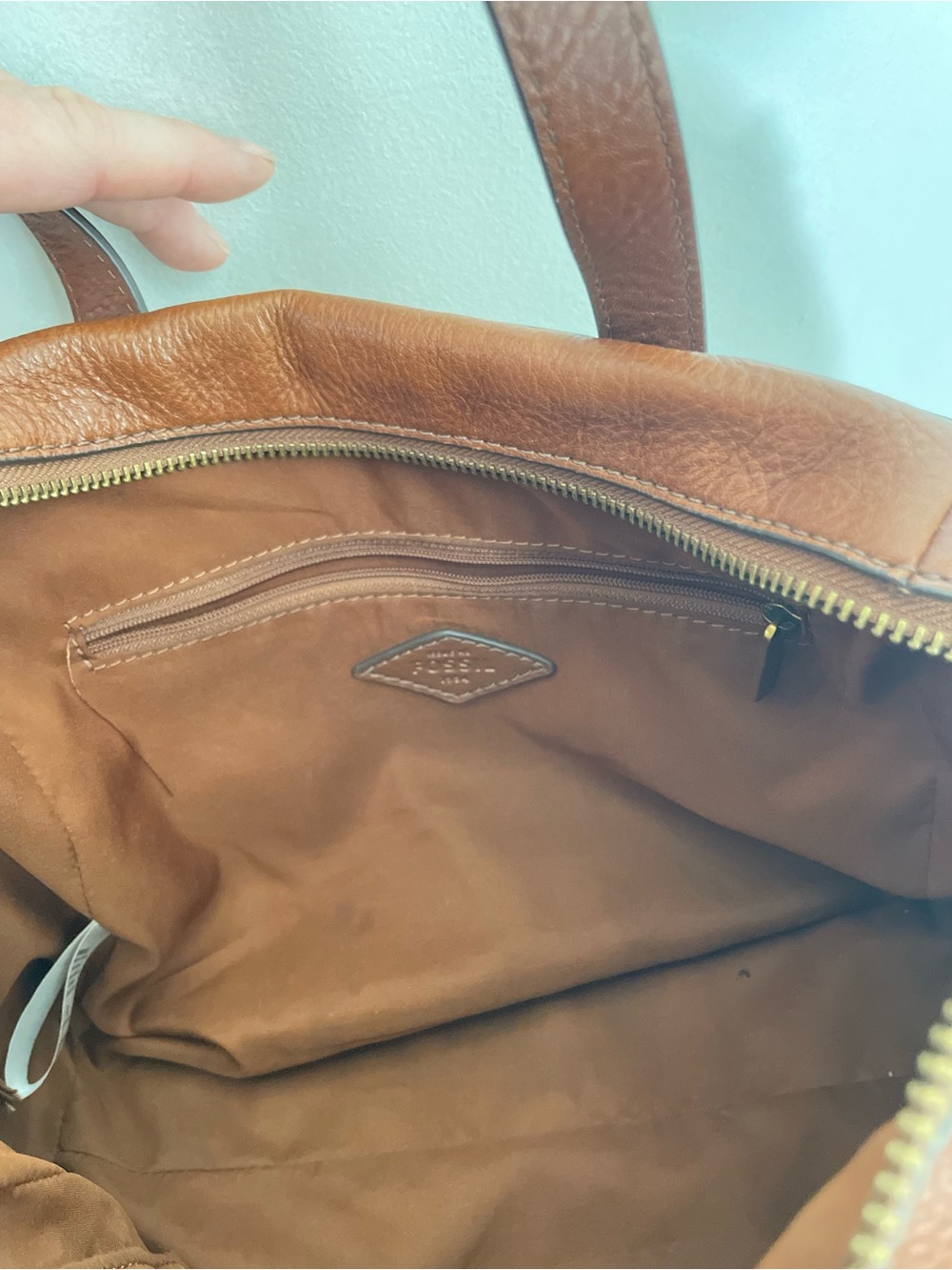 Fossil Sydney Leather Satchel Bag – Medium Brown - Picture 9 of 13